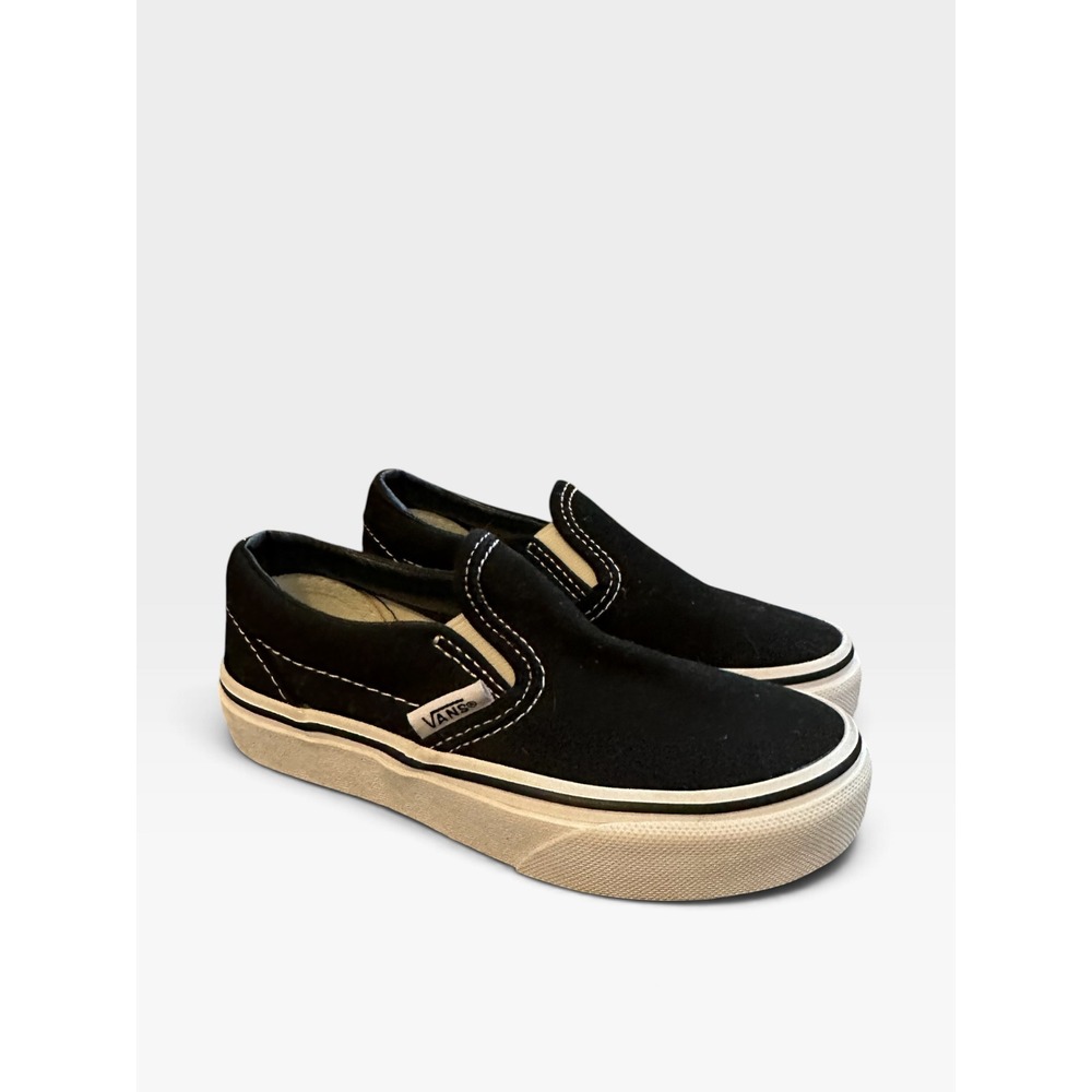 Vans Classic Slip-On Black White Canvas Skate Shoes Kids Size 11 Toddler